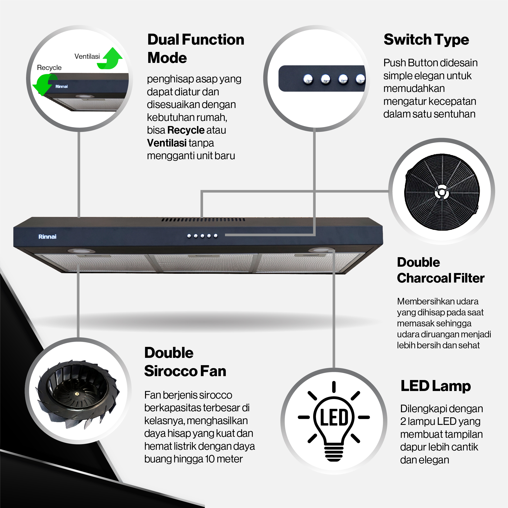 Rinnai Cooker Hood - RH229B